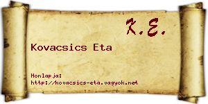 Kovacsics Eta névjegykártya